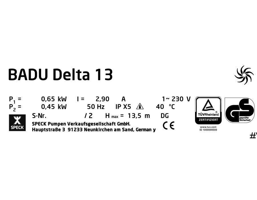 Speck Badu Delta 13 Pumpe 0,45kW 230V - Pool Me Up