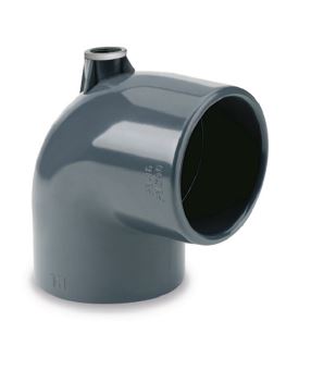 PVC Winkel 90° 50mm mit Entleerung 1/2" oben - Pool Me Up