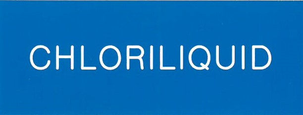 Klebschild blau "CHLORILIQUID" - Pool Me Up