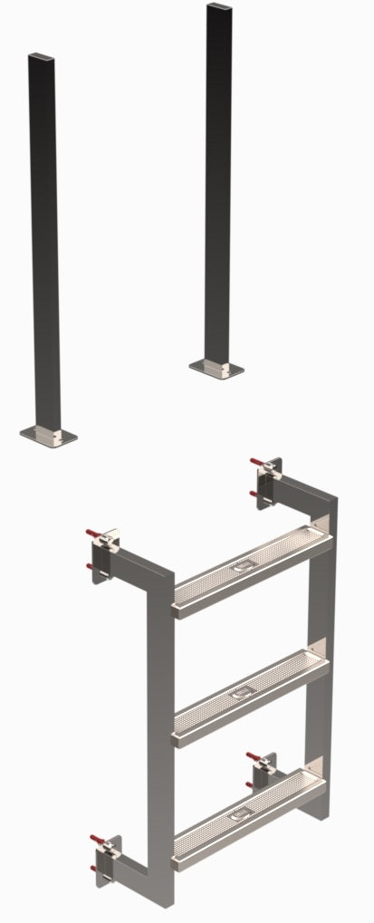 Leiter 2-teilig V4A 3-stufig mit 2 Griffstangen - Pool Me Up
