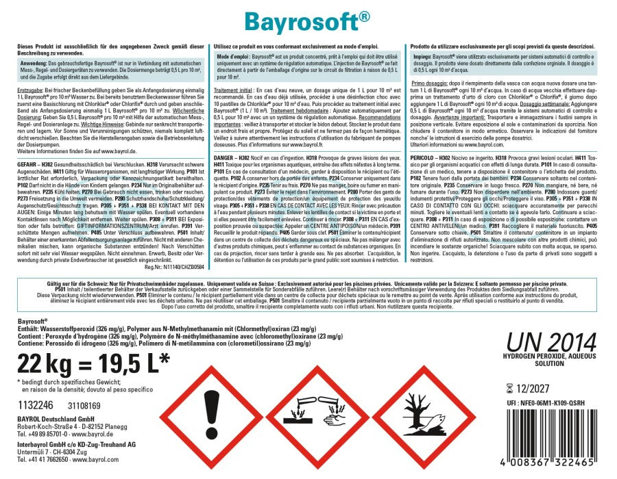 Bayrol Bayrosoft 19.5 l / 22 kg Flüssigsauerstoff - Pool Me Up