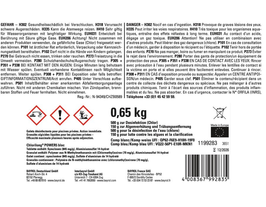 Bayrol Chlorilong POWER5 Bloc mini 0,65 kg - Pool Me Up