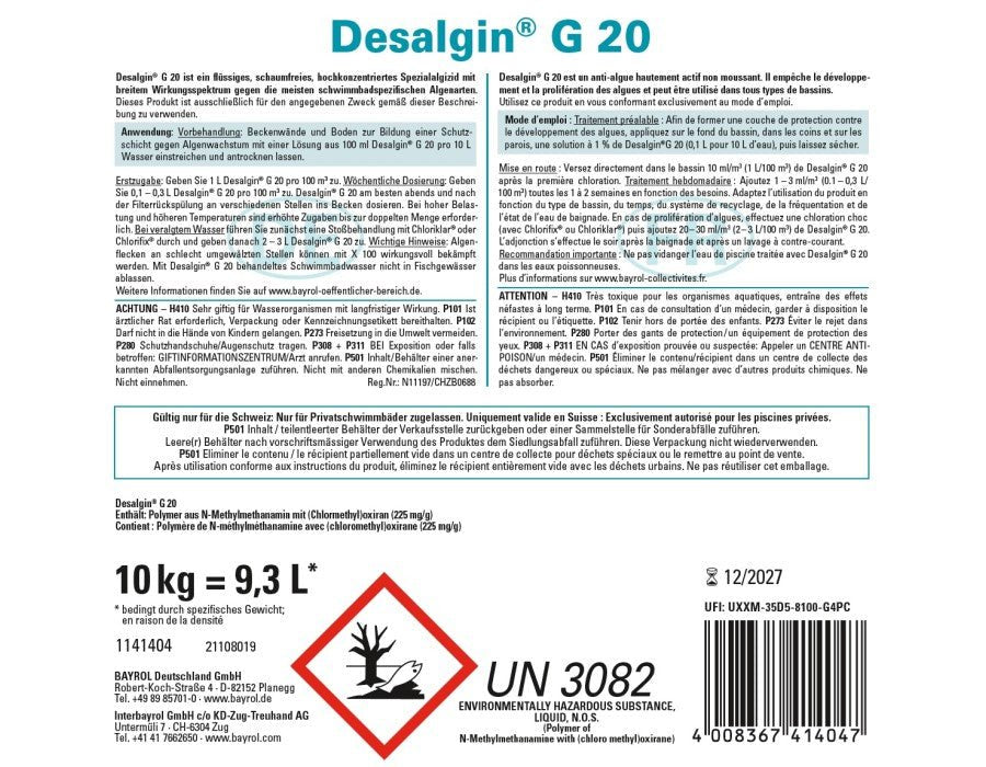 Bayrol Desalgin G20 10 kg schaumfrei - 021046 - 4008367414047 - Pool Me Up