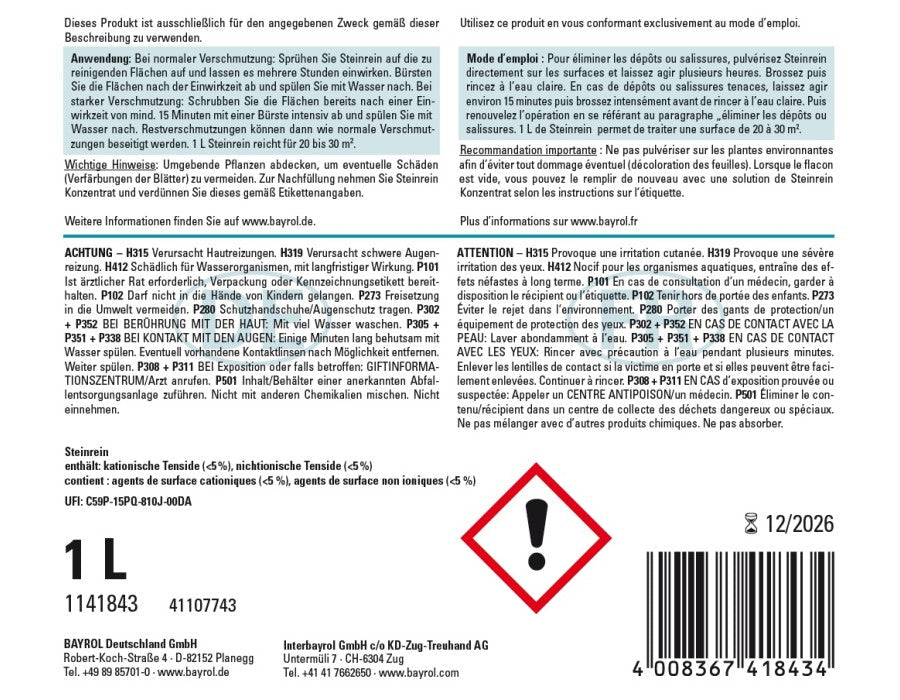 Bayrol Steinrein - Spray 1 l - 021056 - 4008367418434 - Pool Me Up