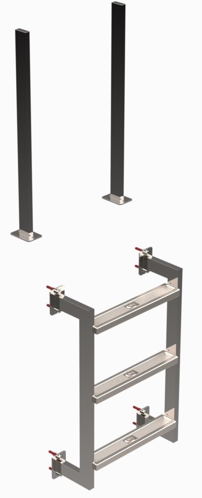 Leiter 2 - teilig V4A 3 - stufig mit 2 Griffstangen - 161017 - 4039474006351 - Pool Me Up