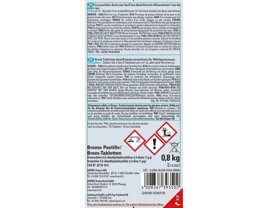 SpaTime Brom - Tabletten 0,8 kg - 021201 - 4008367393502 - Pool Me Up