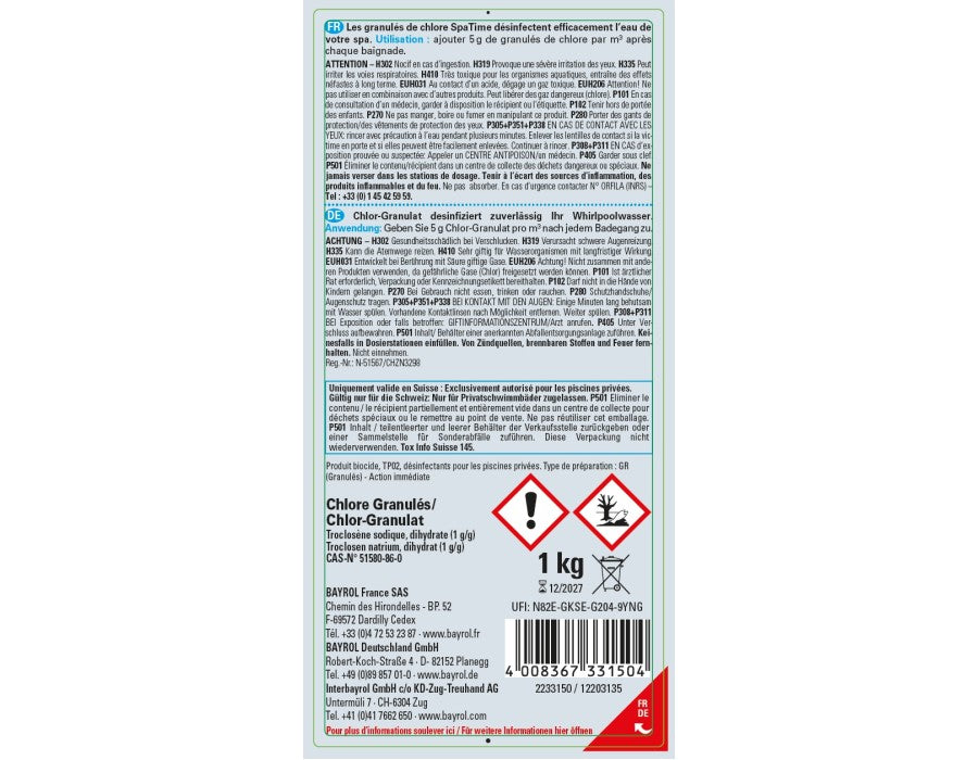SpaTime Chlor Granulat 1 kg - Pool Me Up