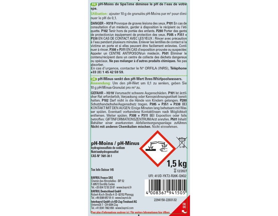 SpaTime pH - Minus 1,5 kg - 021212 - 4008367941505 - Pool Me Up