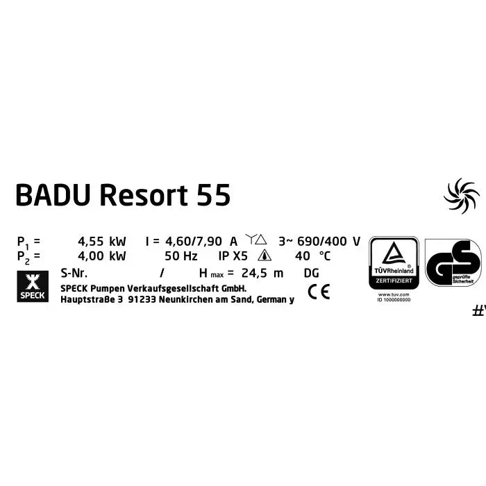 Speck Badu Resort 55 Pumpe 400V 4,00kW (blau)