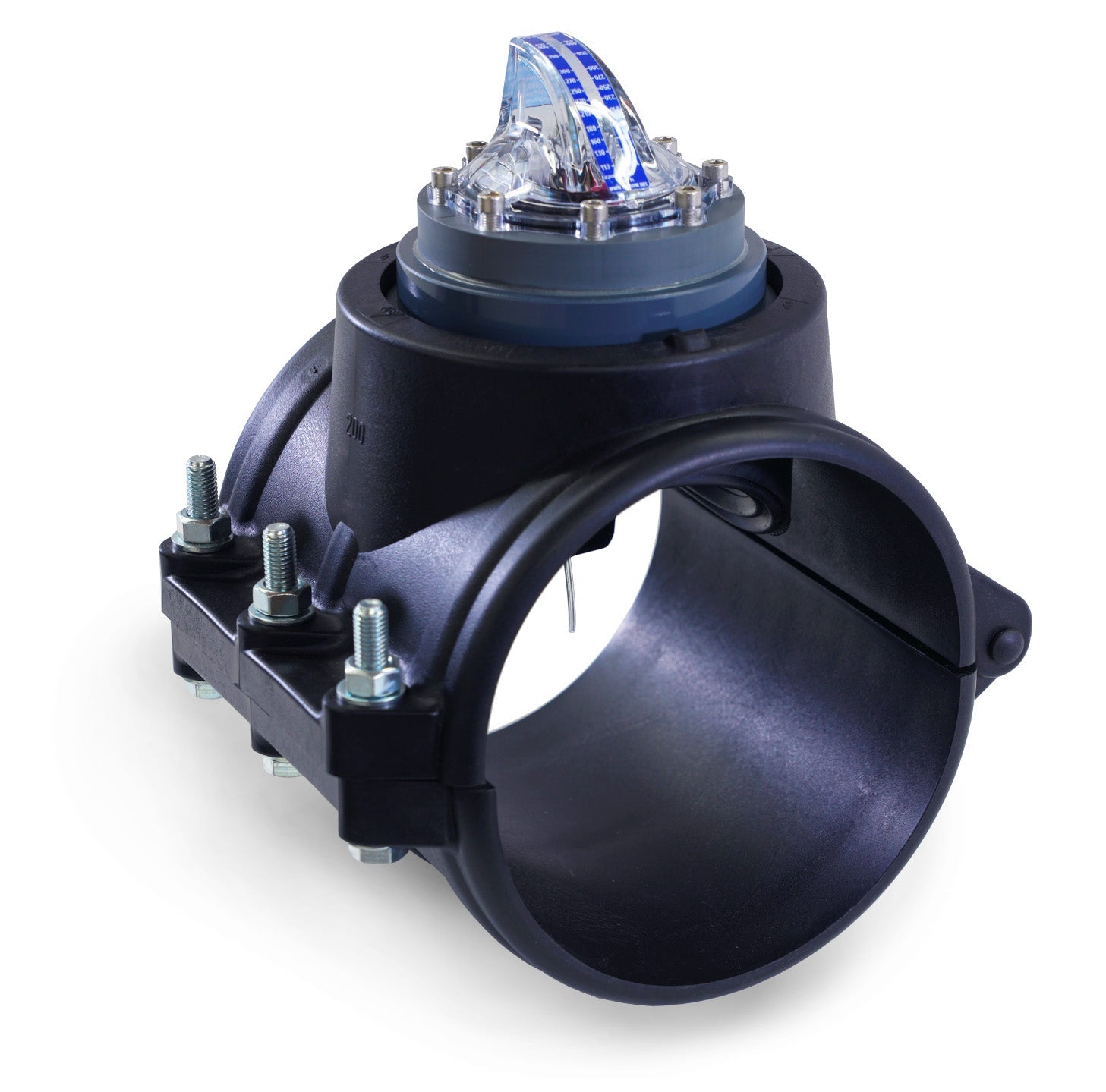 FlowVis Durchflussmesser d200mm mit  Anbohrschelle - Pool Me Up