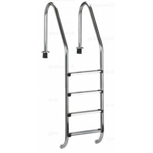 Leiter weiter Bogen 4 Stufen V4A mit Einbau- - Pool Me Up