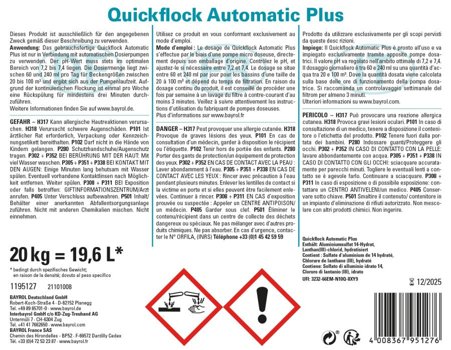 Bayrol Quickflock Automatic Plus 20 l / 20.4 kg - Pool Me Up