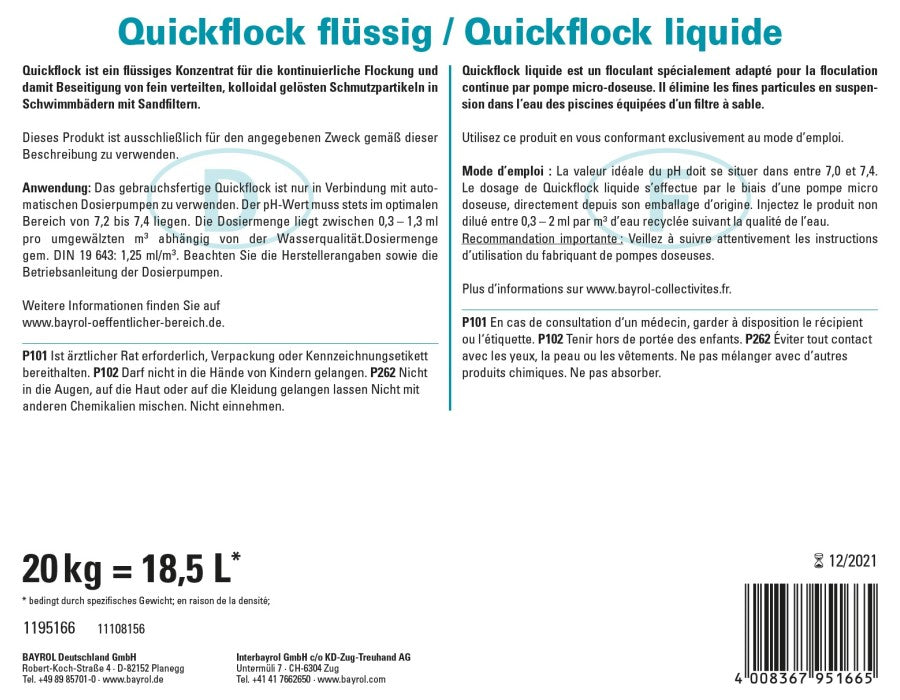 Bayrol Quickflock flüssig 18.5 l / 20 kg - Pool Me Up