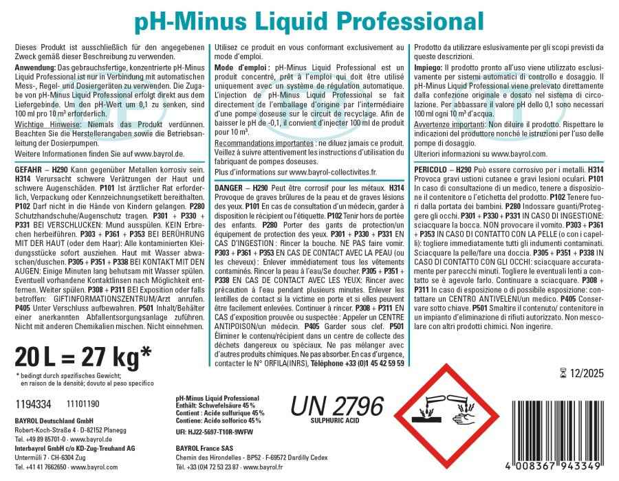 Bayrol pH-Minus flüssig Professional 20 l / 27 kg - Pool Me Up