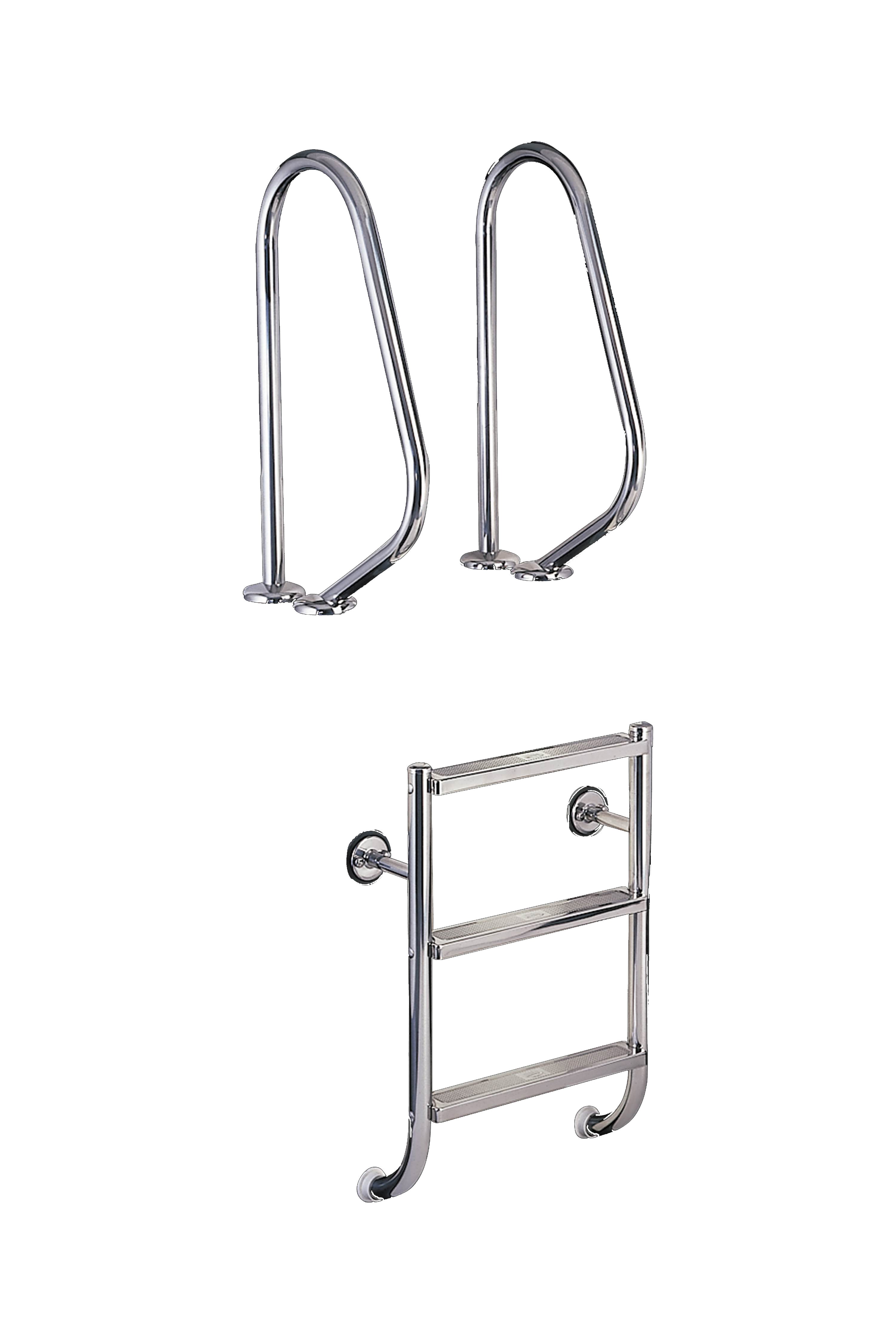 Leiter 2-teilig V4A 3-stufig Griffbogen 150 - Pool Me Up