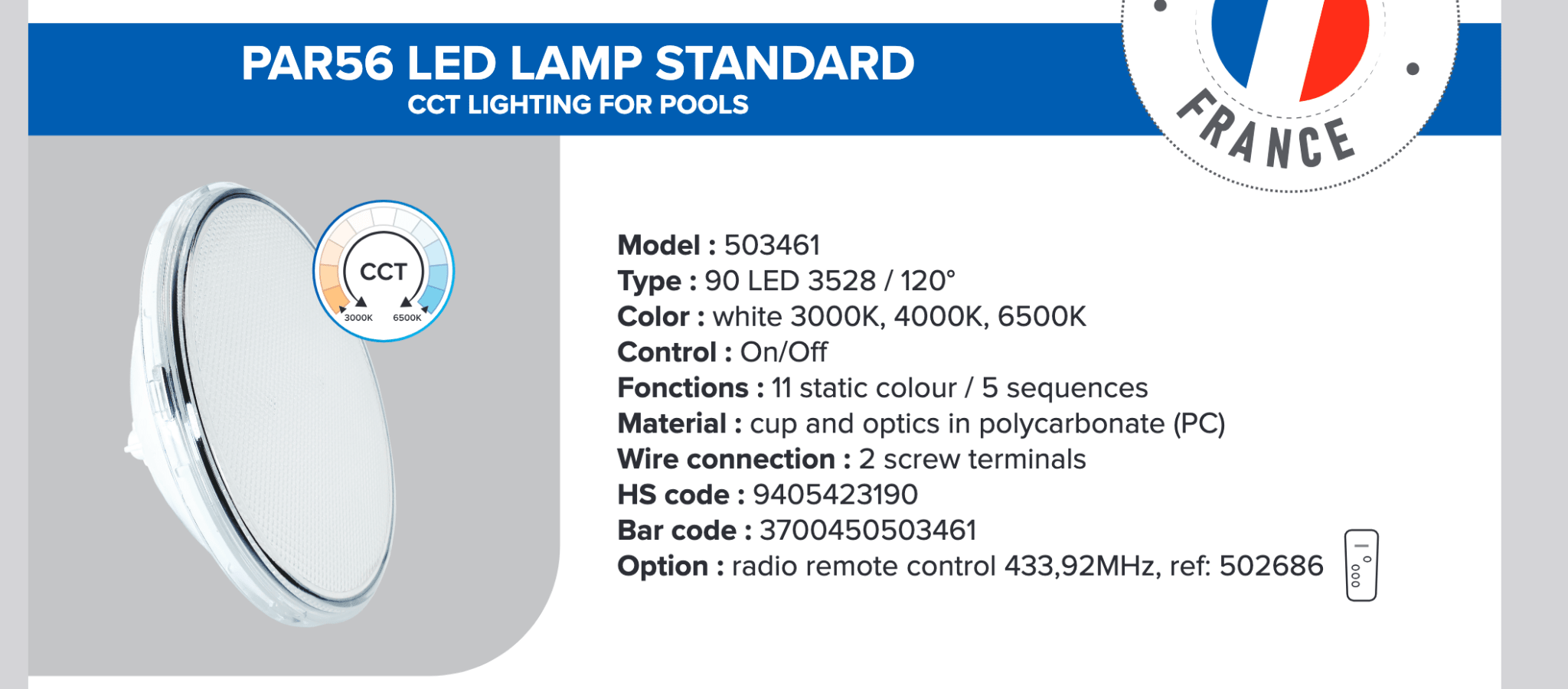 Seamaid LED 90 - Lampe warmweiss, Tageslicht und kaltweiss - 067101 - 3700450503461 - Pool Me Up