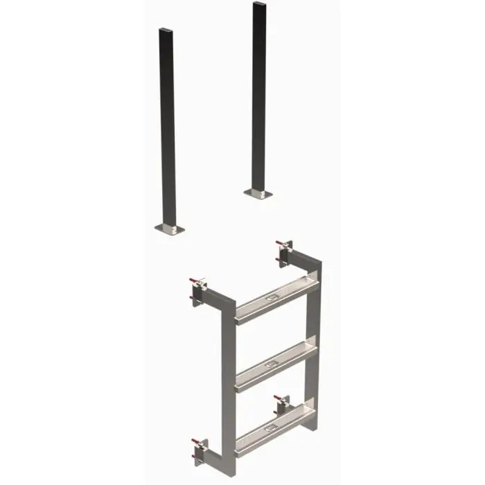 Leiter 2-teilig V4A 4-stufig mit 2 Griffstangen
